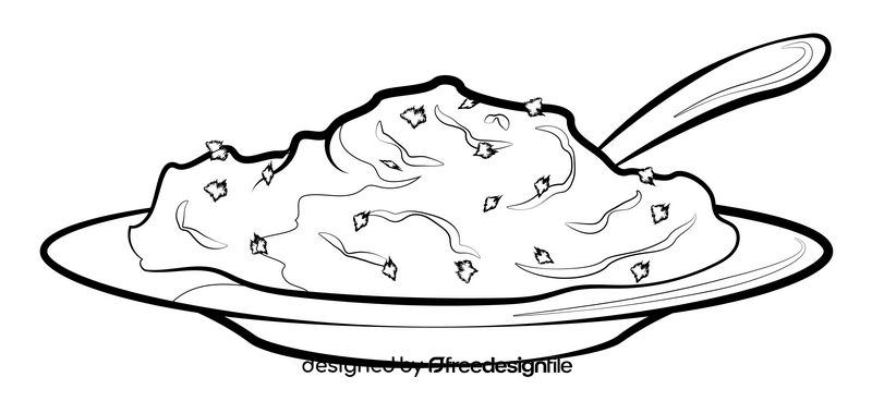 Mashed potato drawing black and white clipart