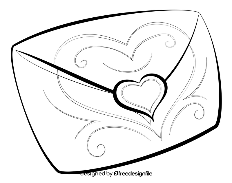 Love letter drawing black and white clipart