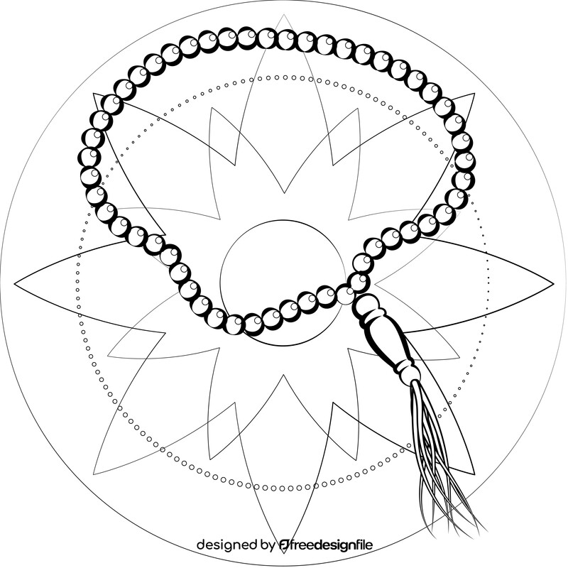 Muslim tasbih black and white vector