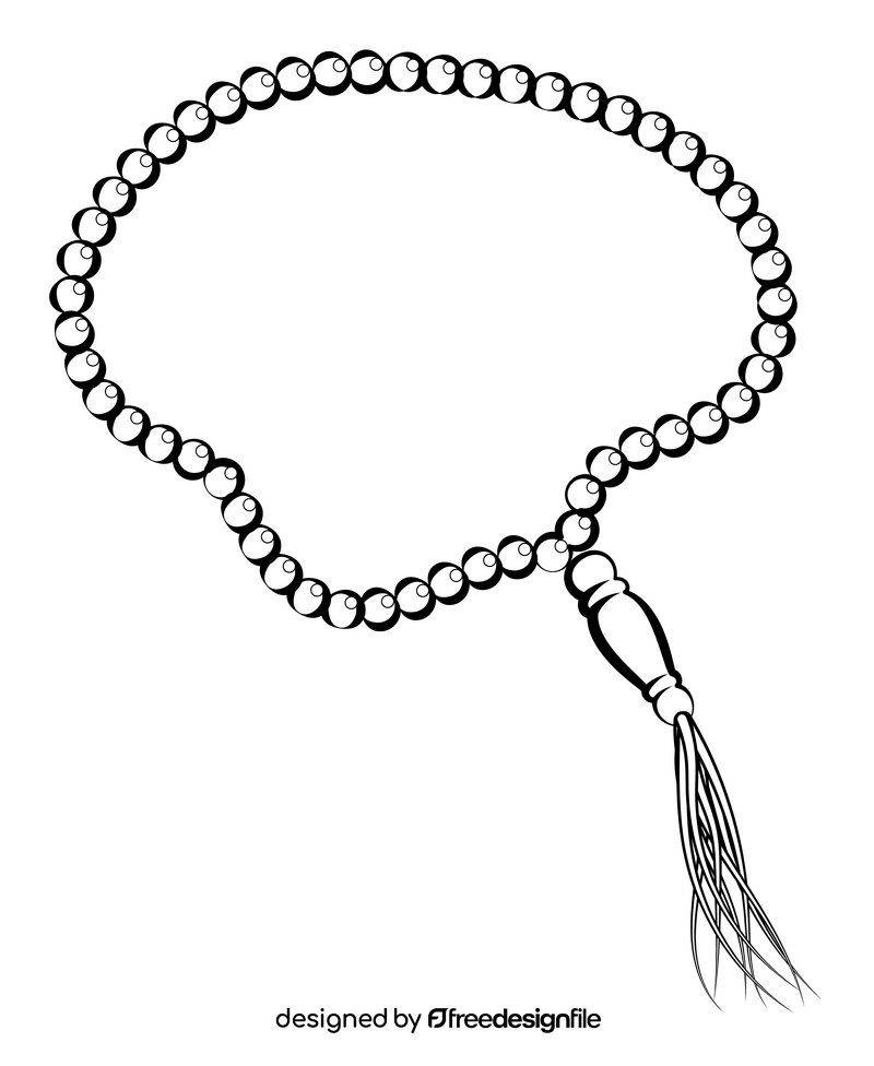 Muslim tasbih drawing black and white clipart