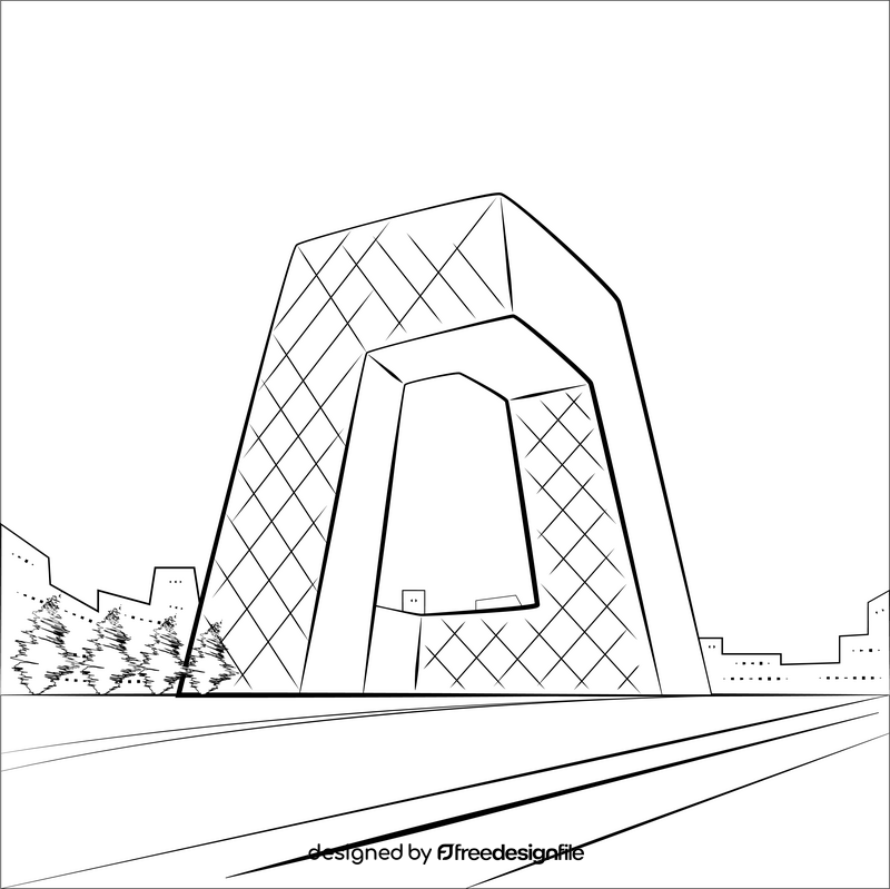 Cctv headquarters black and white vector