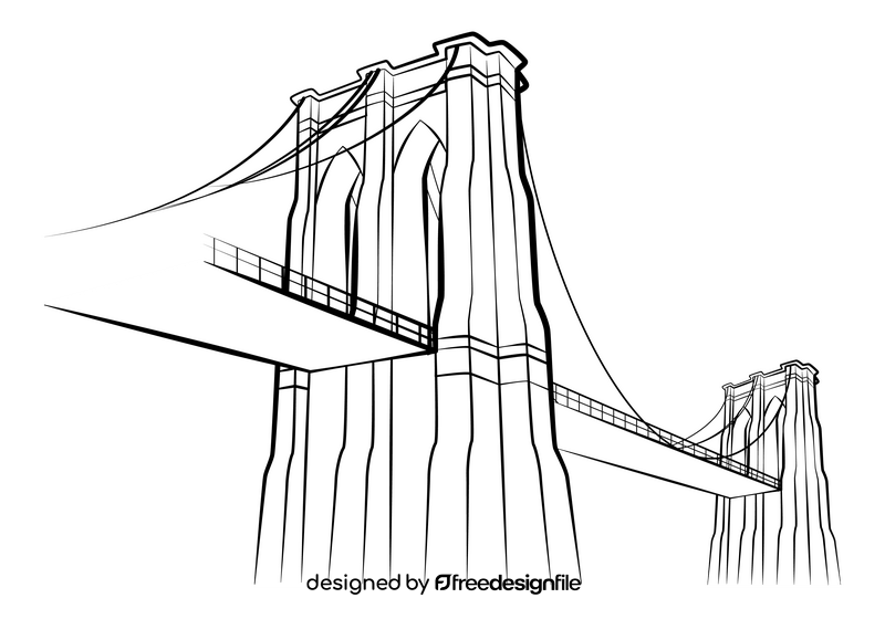 Brooklyn bridge black and white clipart