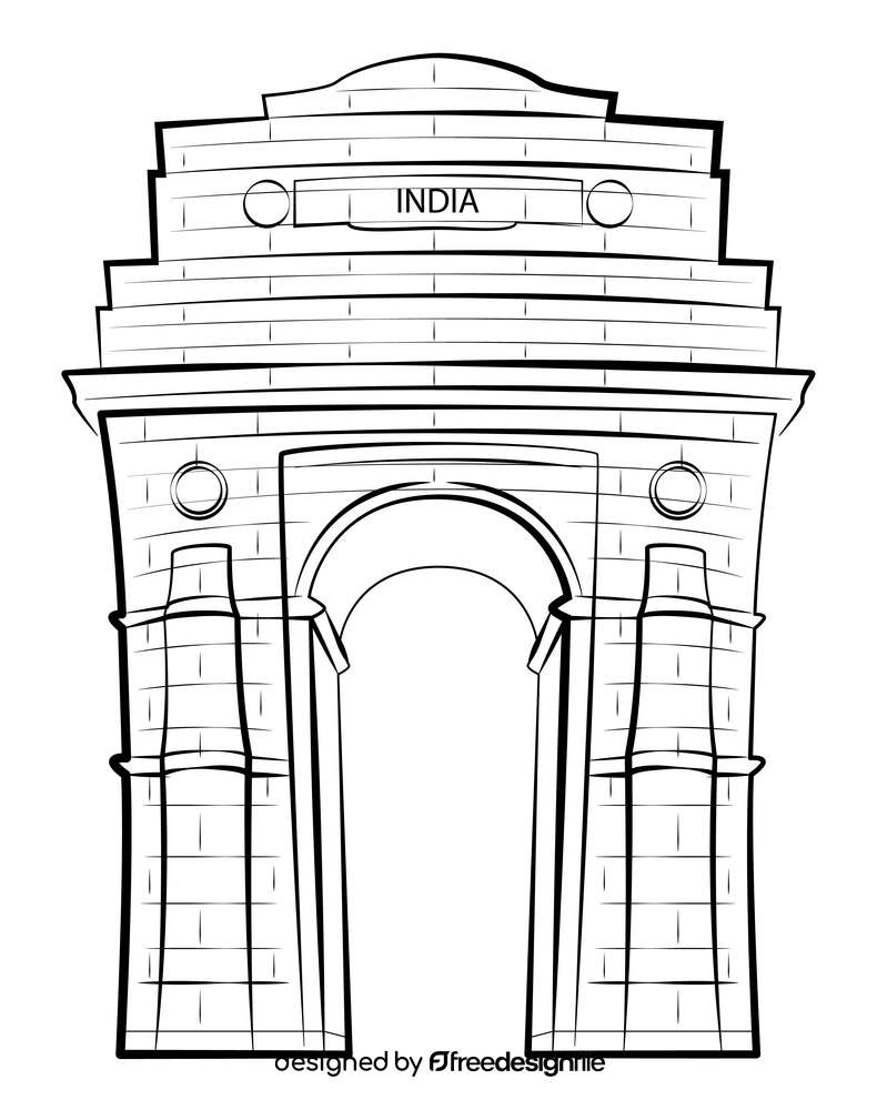 India gate black and white clipart