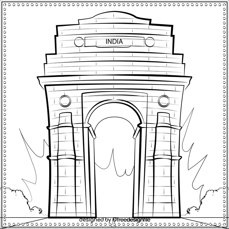 India gate black and white vector