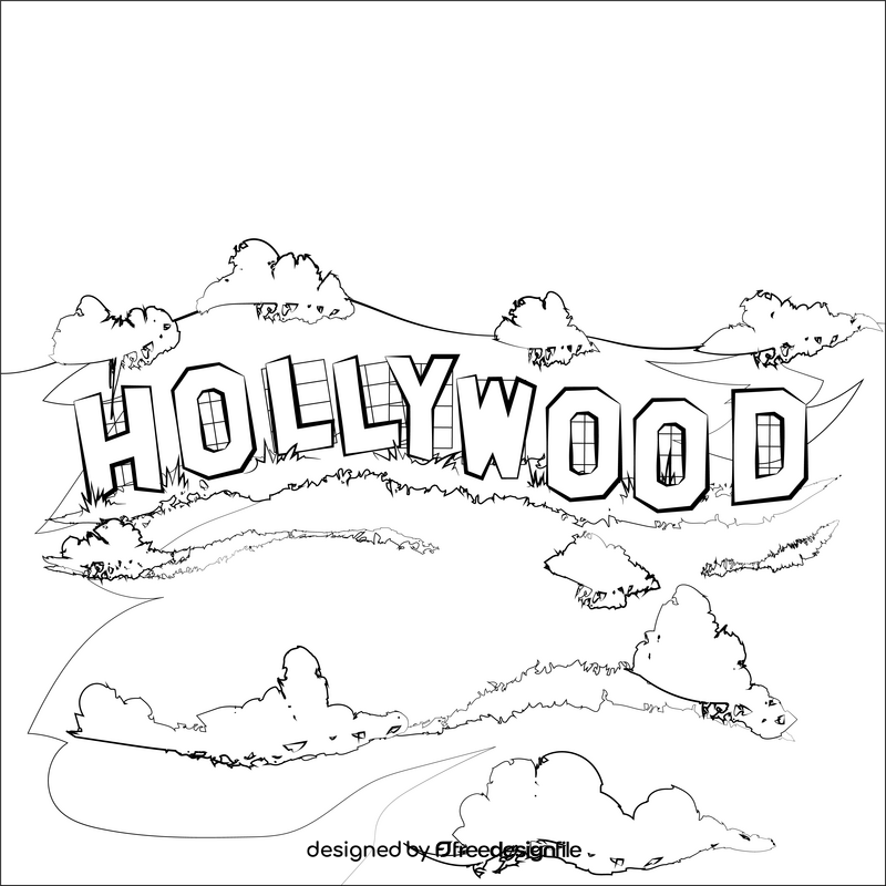 Hollywood sign black and white vector