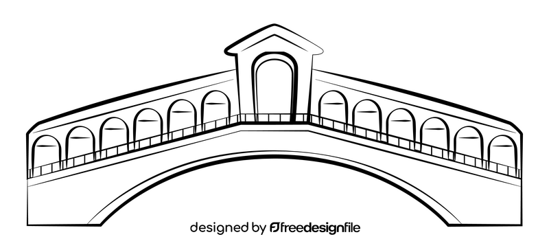 Rialto bridge black and white clipart