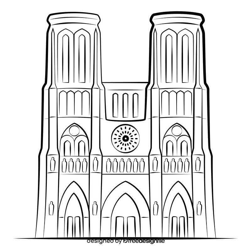 Notre dame black and white clipart