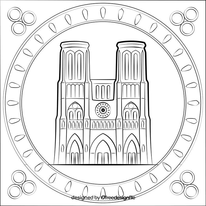 Notre dame black and white vector