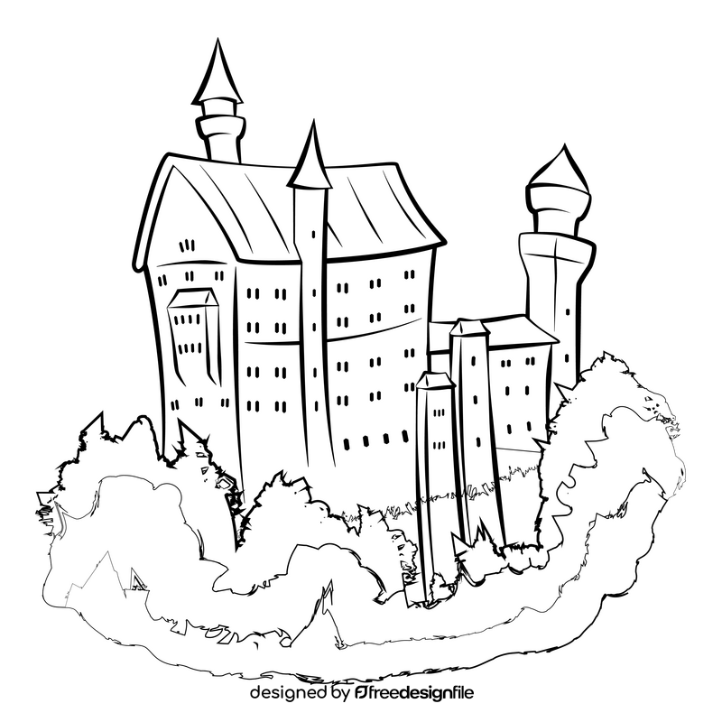 Neuschwanstein castle black and white clipart