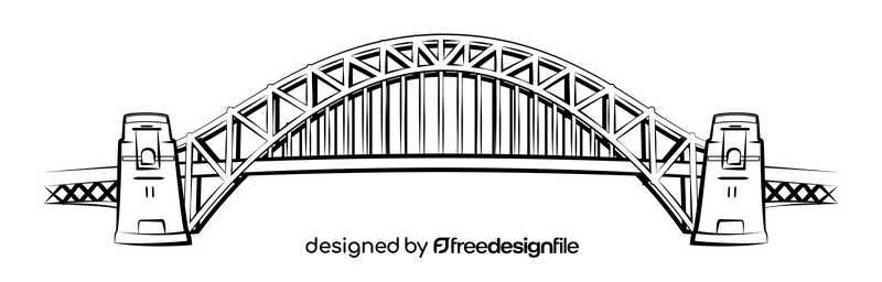 Sydney harbour bridge black and white clipart