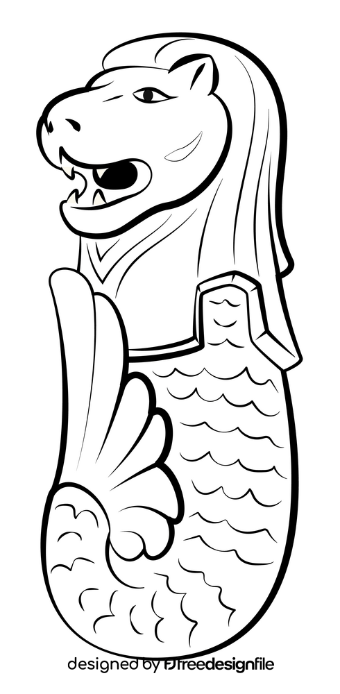 Merlion black and white clipart