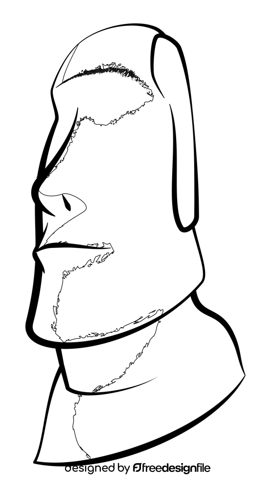 Moai black and white clipart