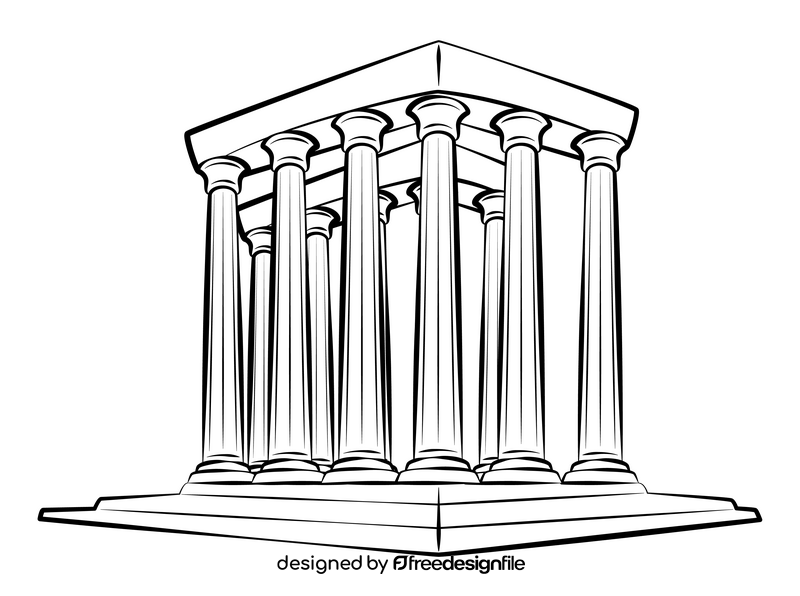 Temple of zeus black and white clipart