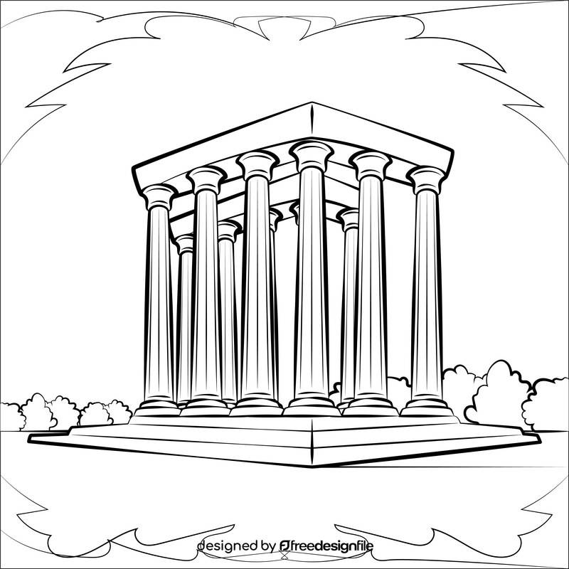 Temple of zeus black and white vector