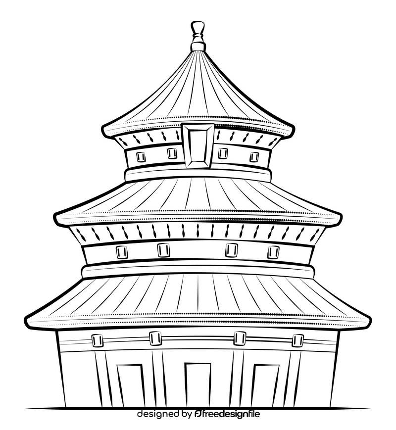 Temple of heaven black and white clipart