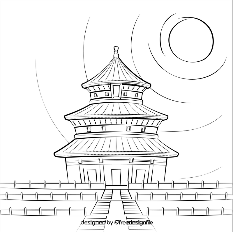 Temple of heaven black and white vector