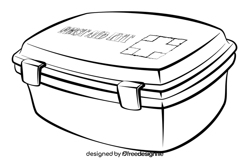 First aid kit black and white clipart