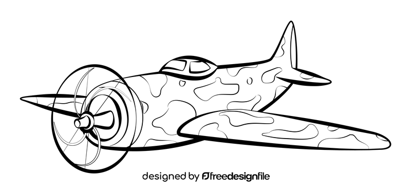 Fighter plane black and white clipart