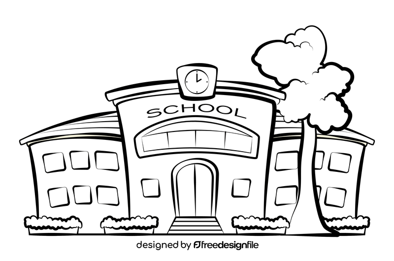 School black and white clipart