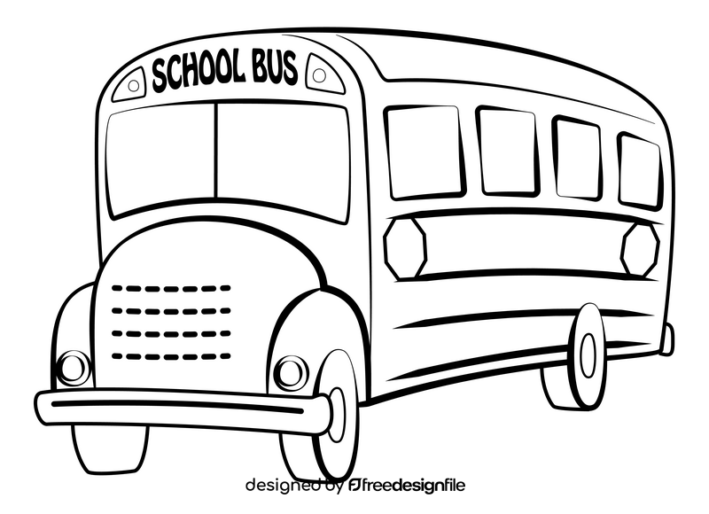 School bus black and white clipart