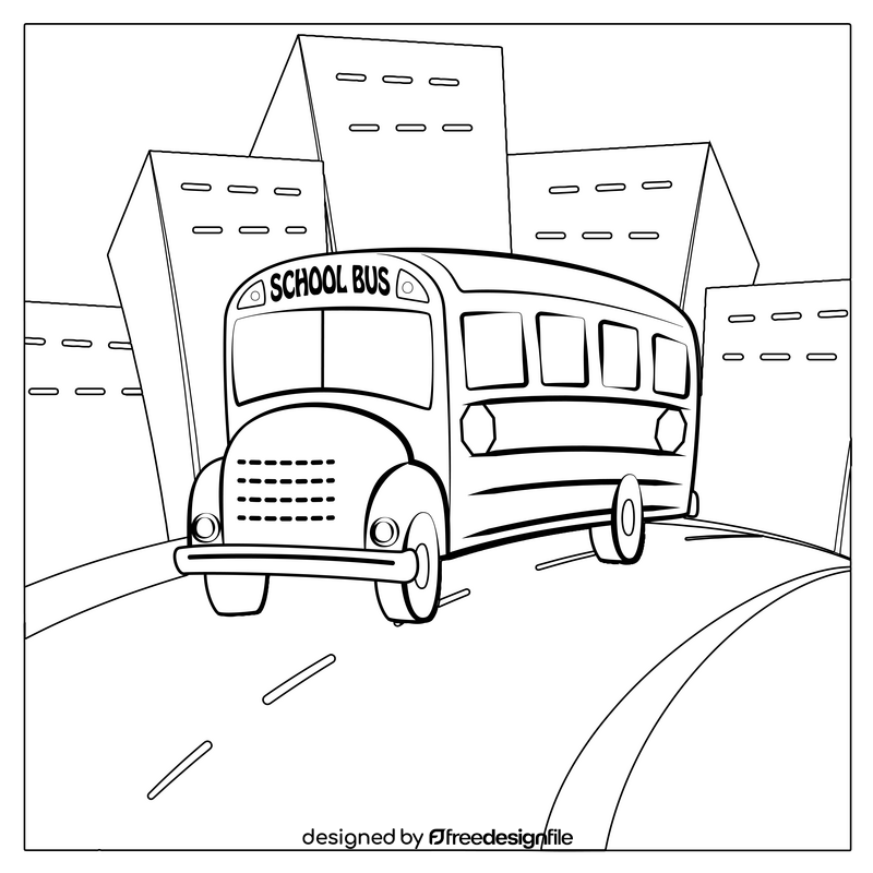 School bus black and white vector