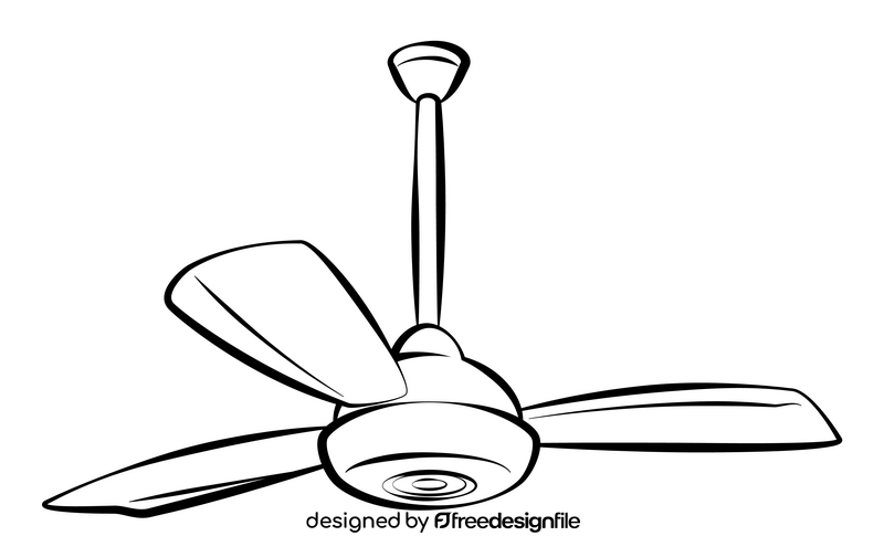 Ceiling fan black and white clipart