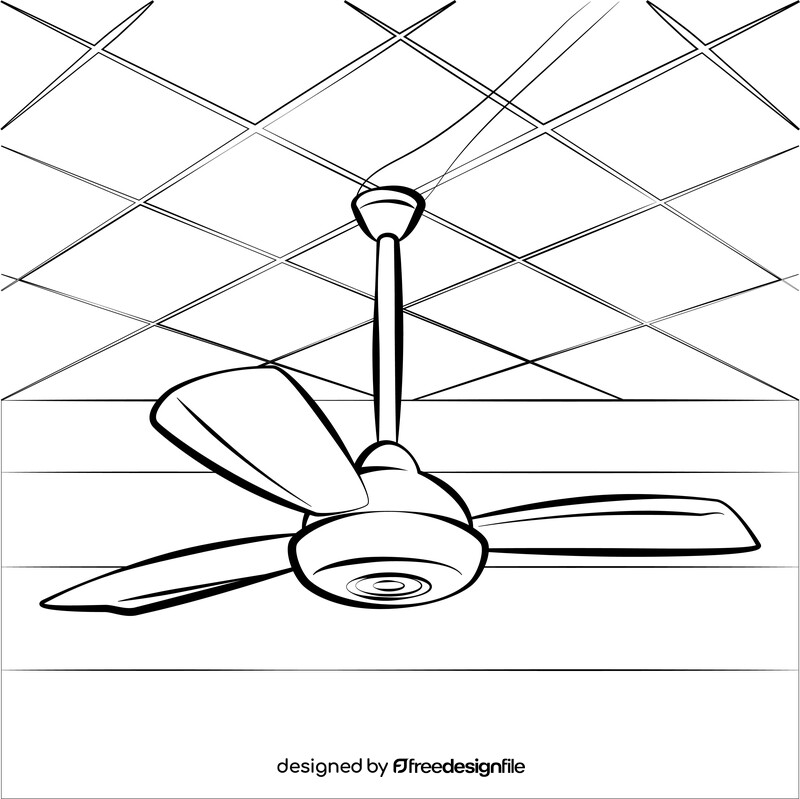 Ceiling fan black and white vector