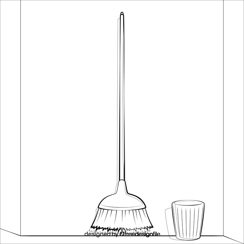 Broom black and white vector