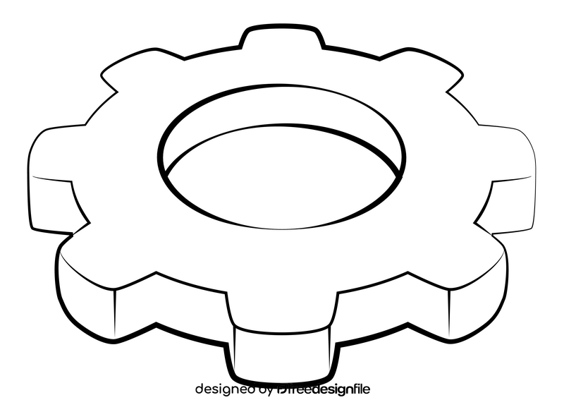 Gear drawing black and white clipart