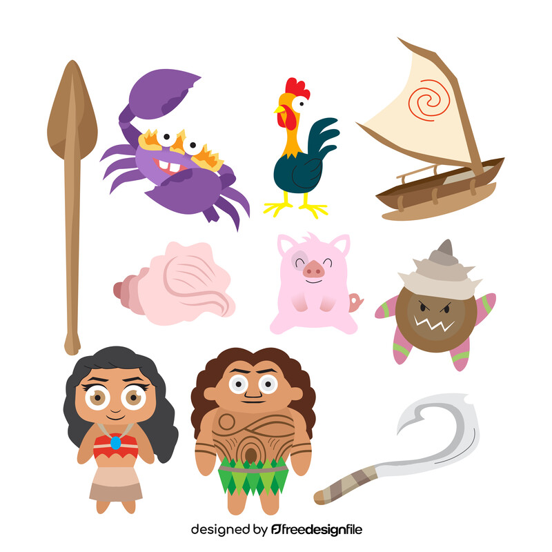 Moana clipart images set vector