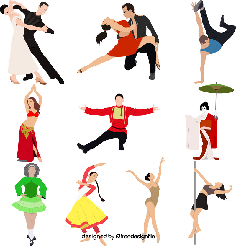 Types of dances set vector