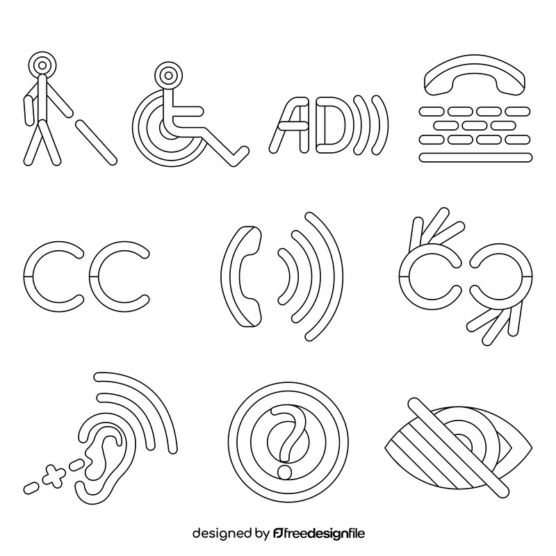 Assistive technology icons set black and white vector