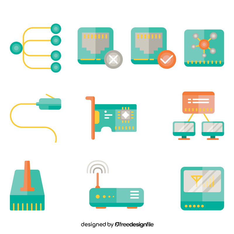 Ethernet technology icon set vector