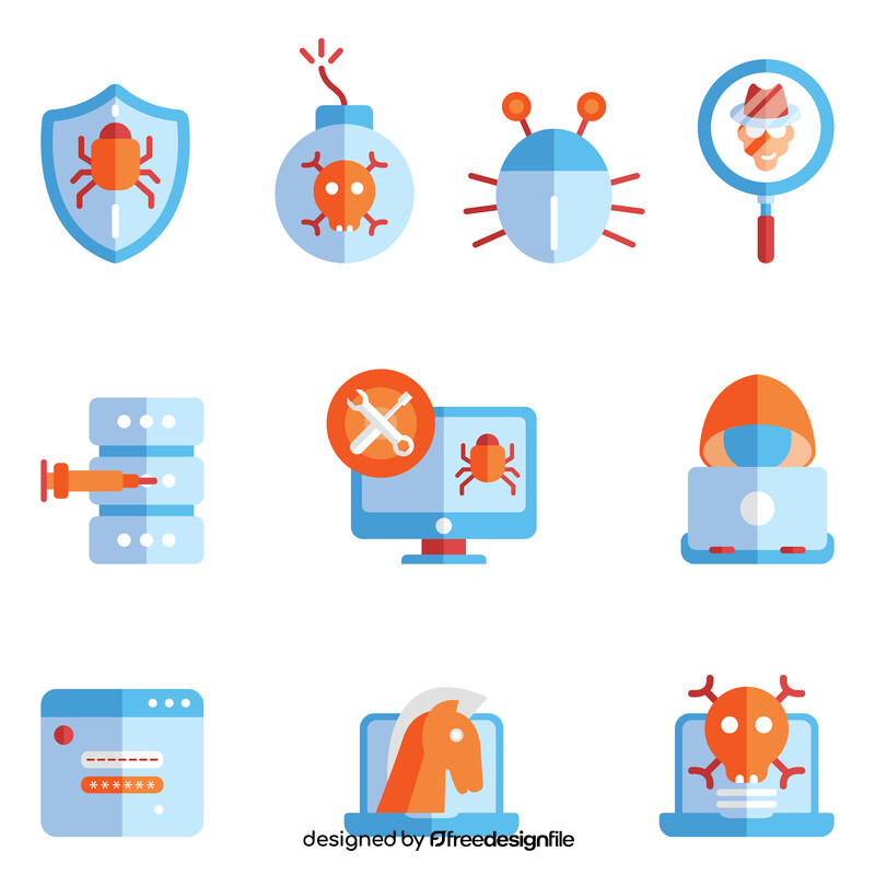 Malware icon set vector