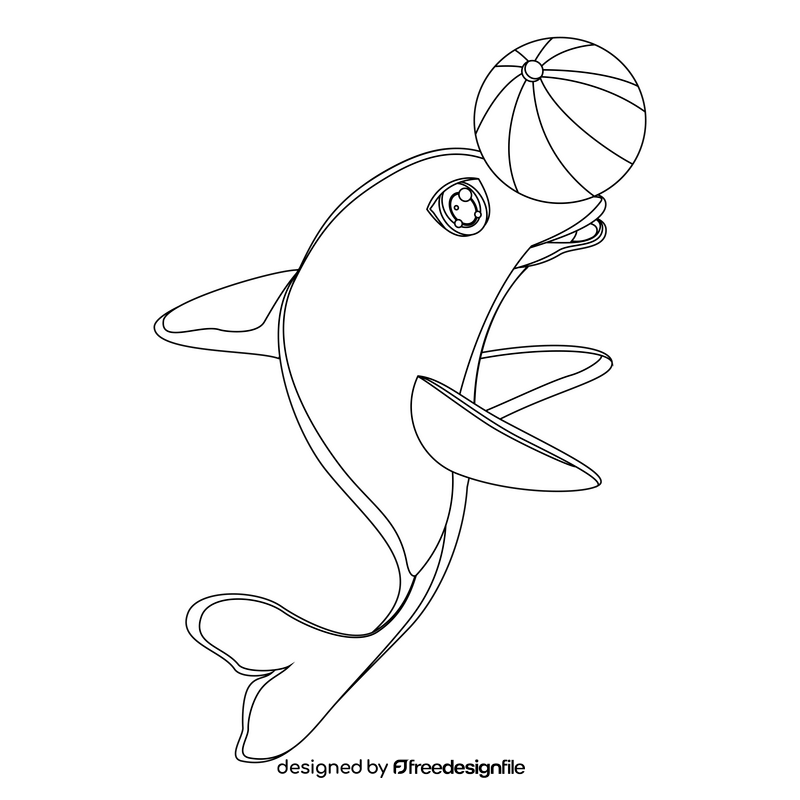 Dolphin black and white clipart