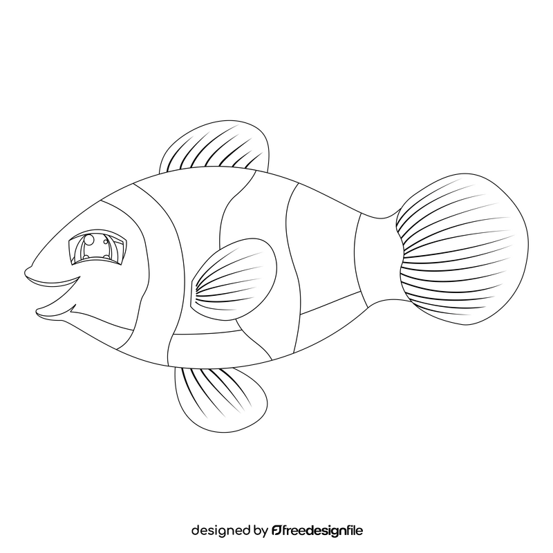 Clownfish black and white clipart