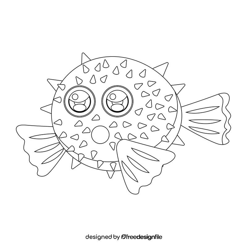 Bubble fish black and white clipart