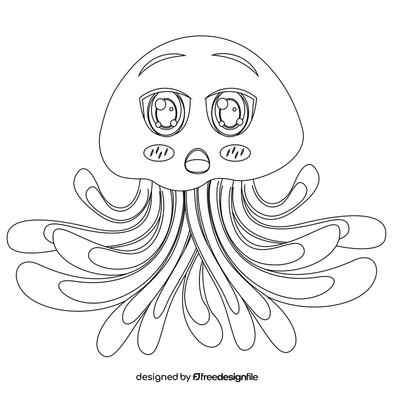 Jellyfish black and white clipart