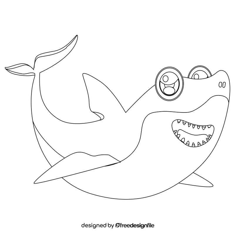 Shark black and white clipart