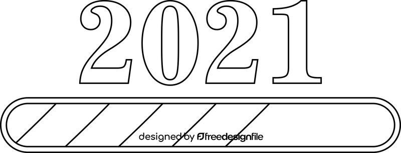 2021 year loading black and white clipart