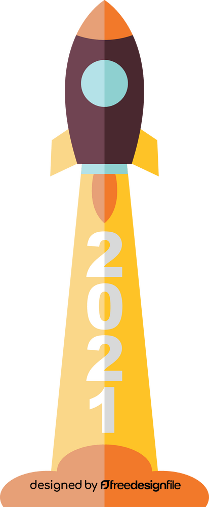 Happy 2021 New Year, Rocket clipart