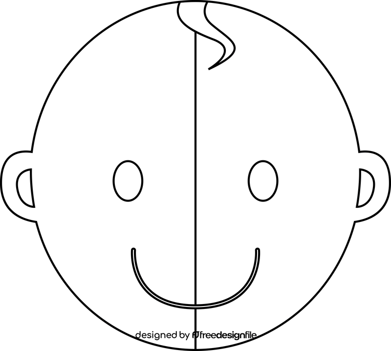 Baby boy cartoon drawing black and white clipart