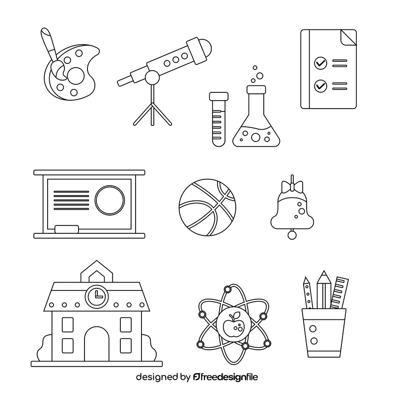 Classroom icons set black and white vector