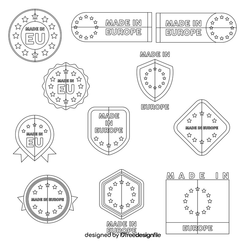 Made in Europe, EU badges set black and white vector