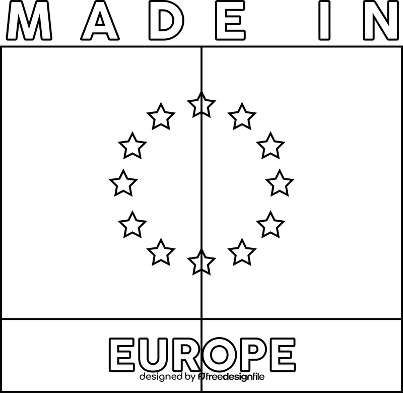 Europe flag badge black and white clipart