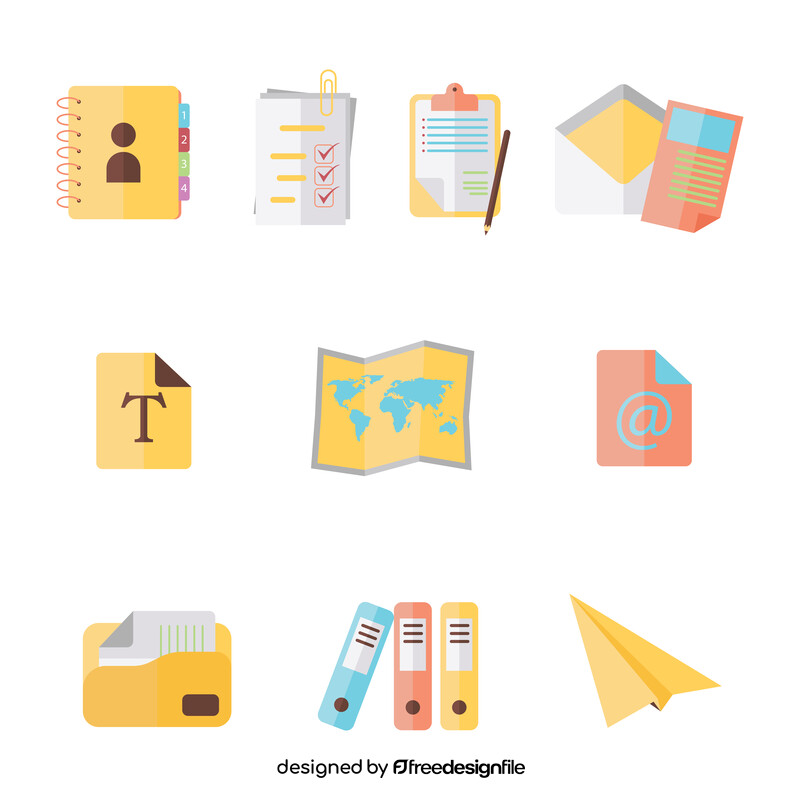 Paper, notepaper, notes, blank, files set vector