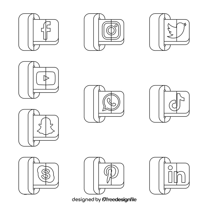 Social media icons set black and white vector