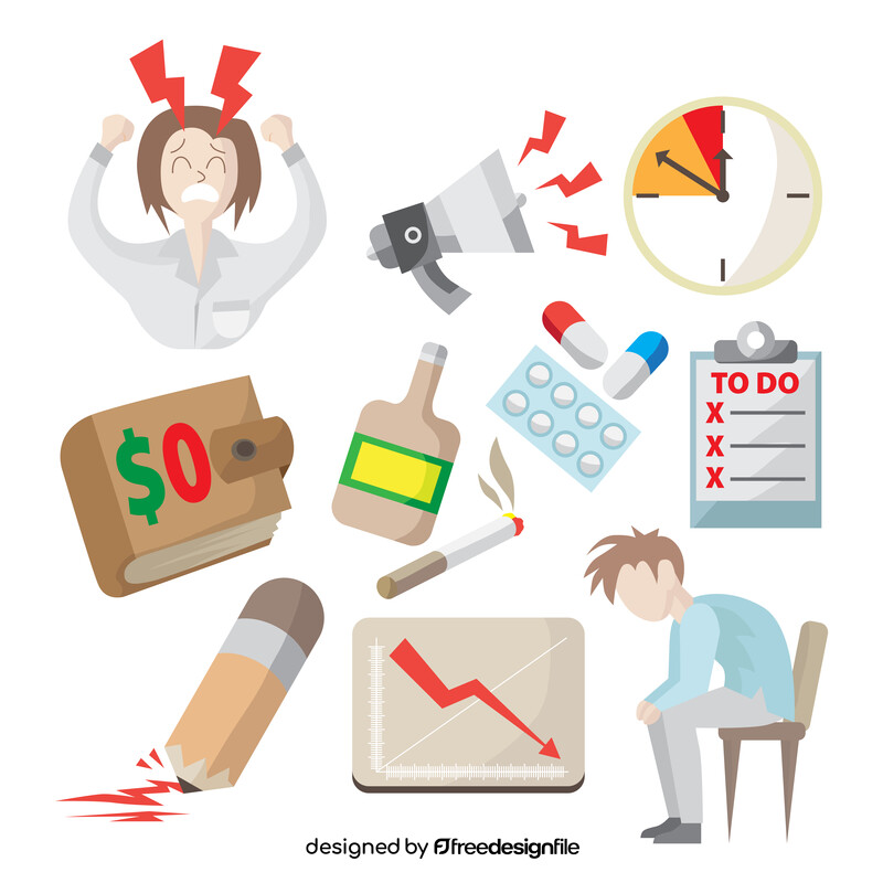 Stress cartoon images set vector