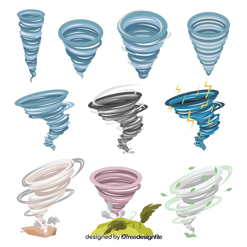 Tornado cartoon set vector