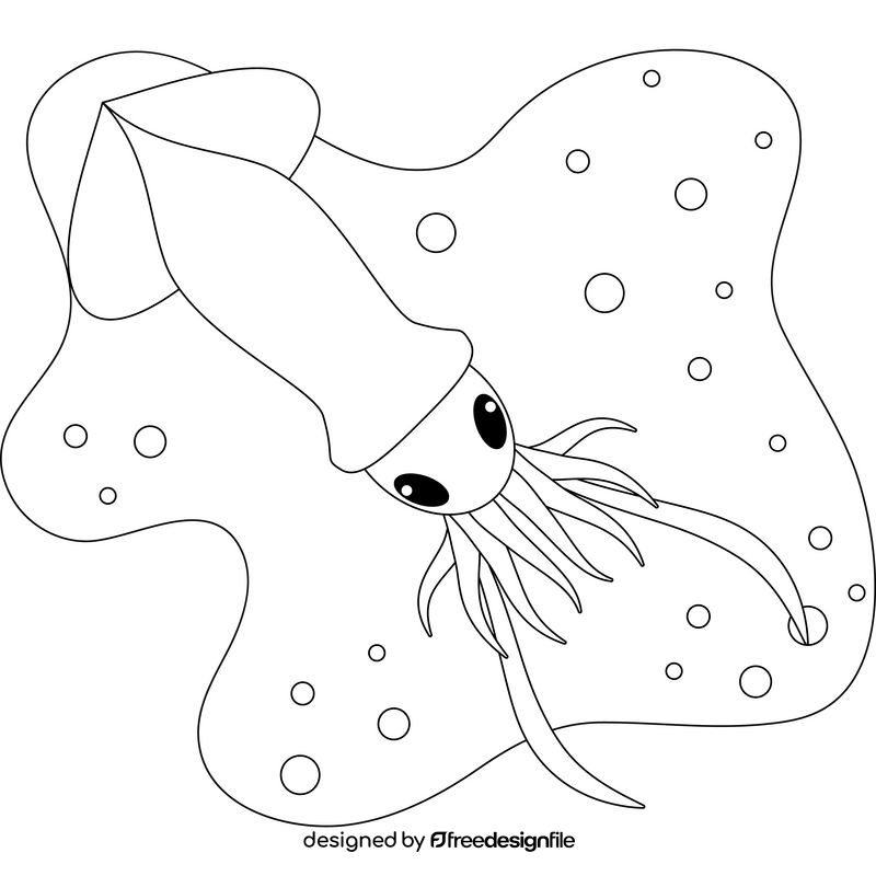 Squid drawing black and white clipart